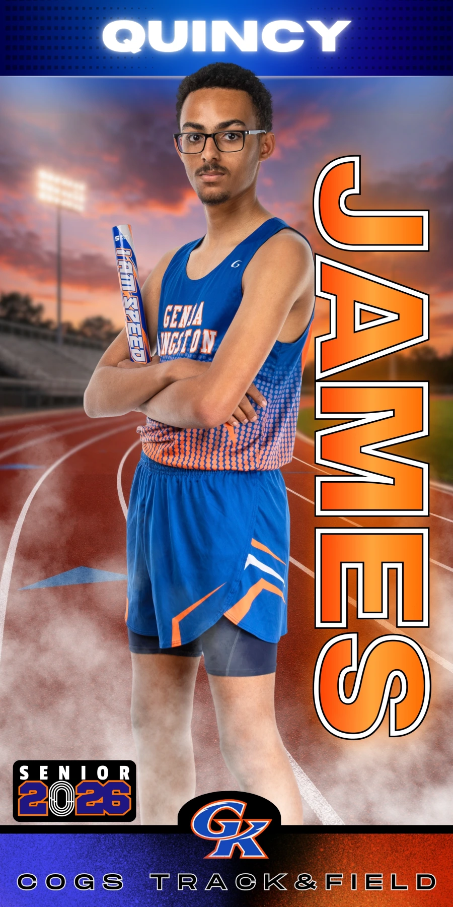 Senior Banners photograph titled BoysTrack Quincy James 2026